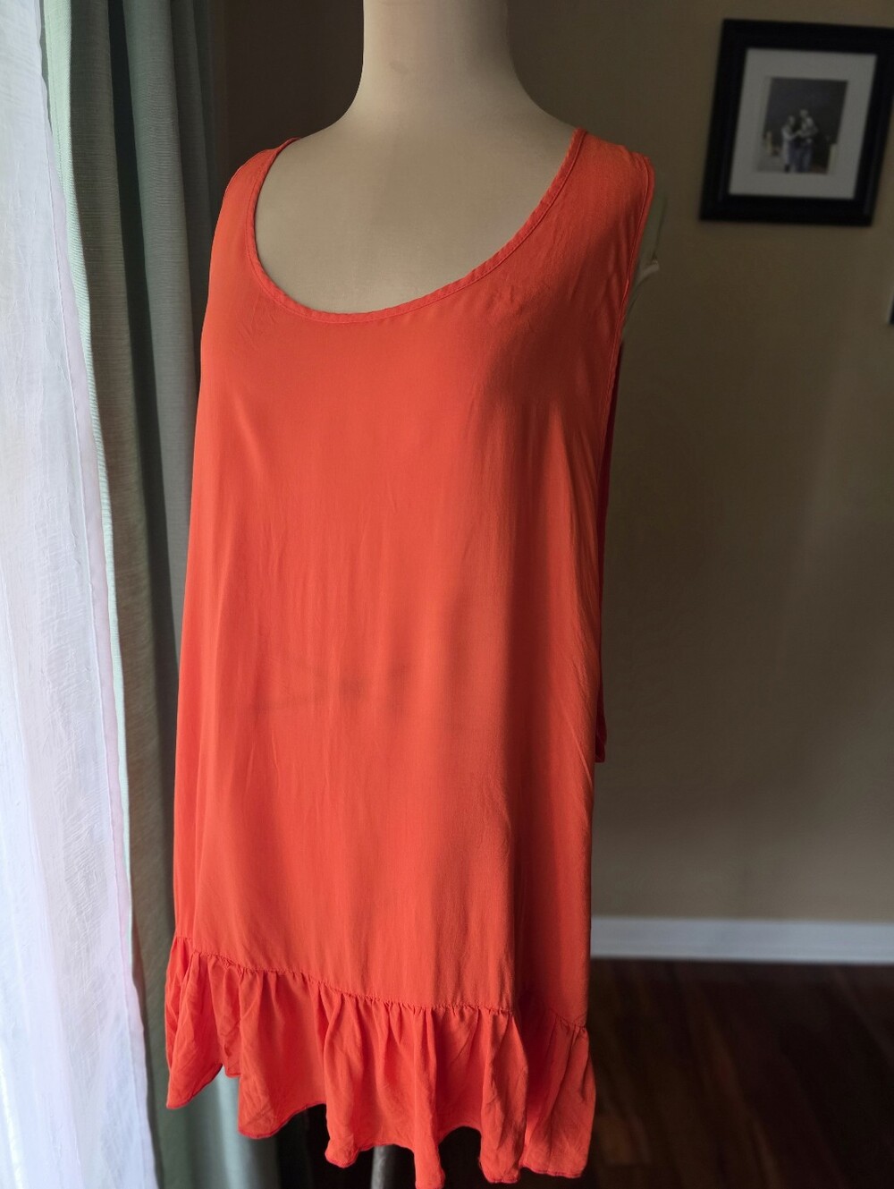 Chelsea28 Swim Cover‎ Up XL Orange Bow Side Open Arm Ruffle Hem Dress Nordstrom